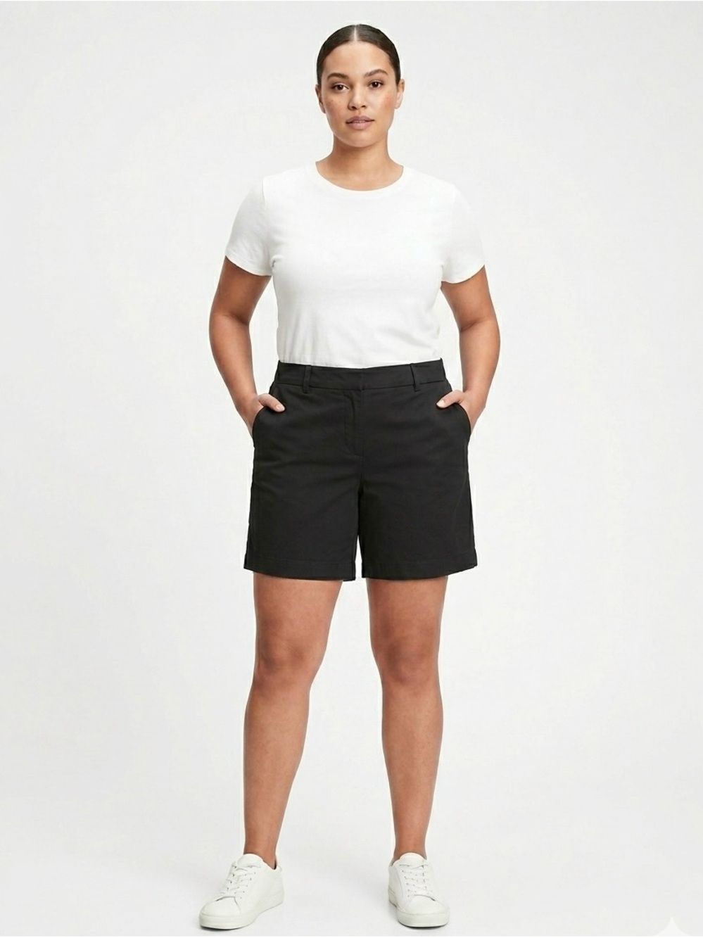 Banana Republic Women's Black Flat-Front Shorts Size 14 Casual Classic 5" Inseam